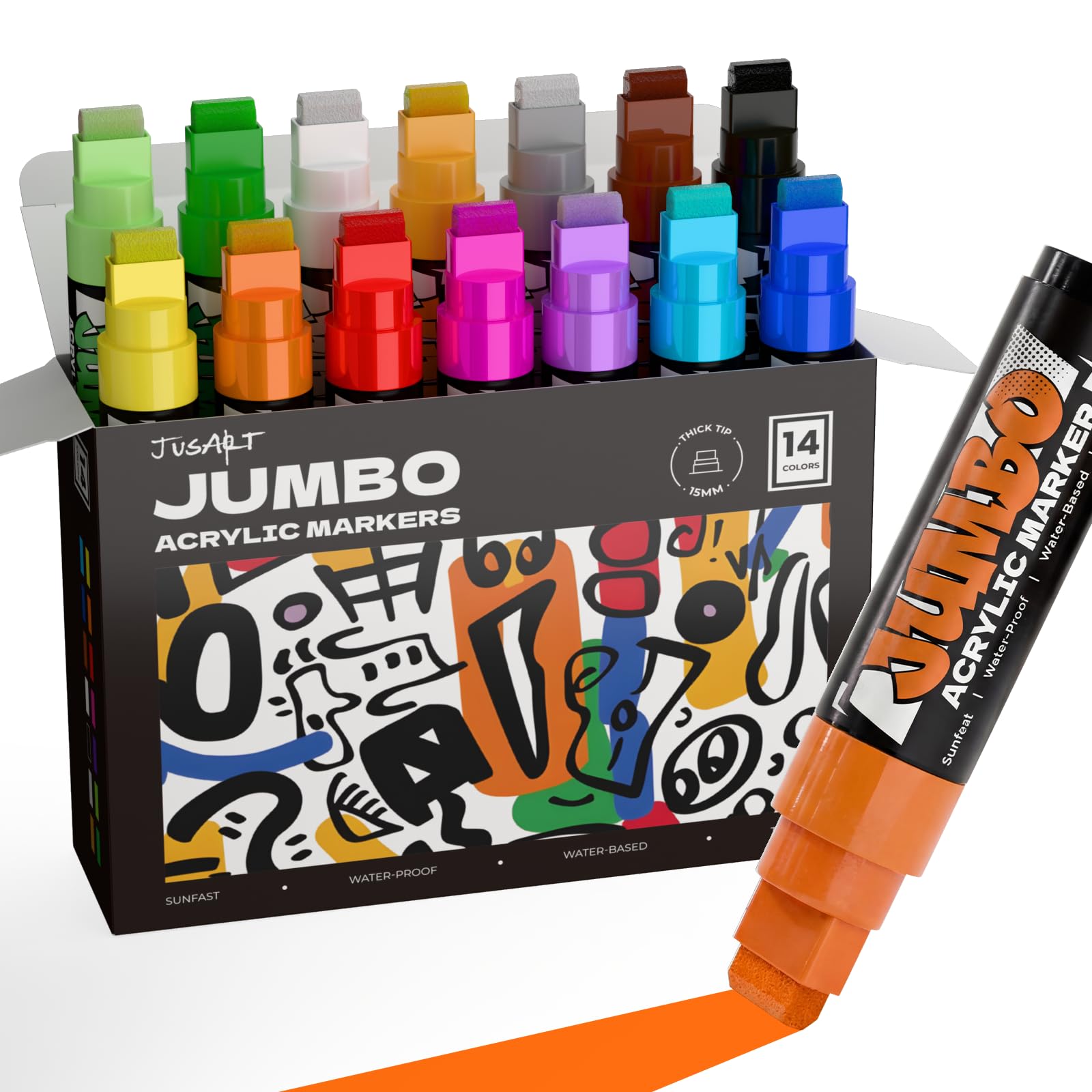 Amazon.com: JusArt 14 Colors Jumbo Markers for Quick Bold Poster